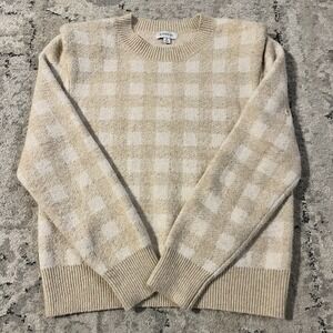 Evereve Collette Checkered Strong Shoulder Sweater M Cottage Core Preppy‎ Chic